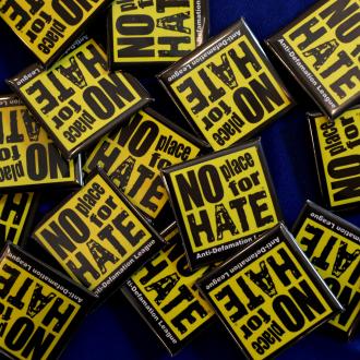 A photo of many No Place for Hate lapel pins